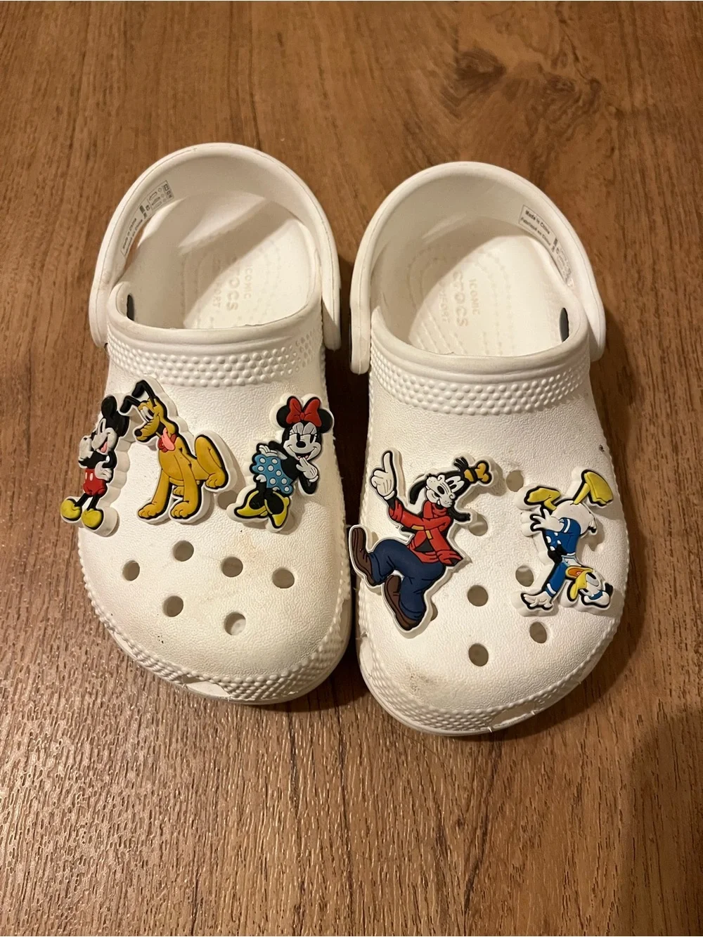 White Kids' Crocs with Disney Character Charms